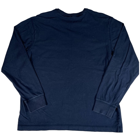 Old Navy size large navy blue long sleeve tshirt stitched writing EUC - Picture 3 of 7